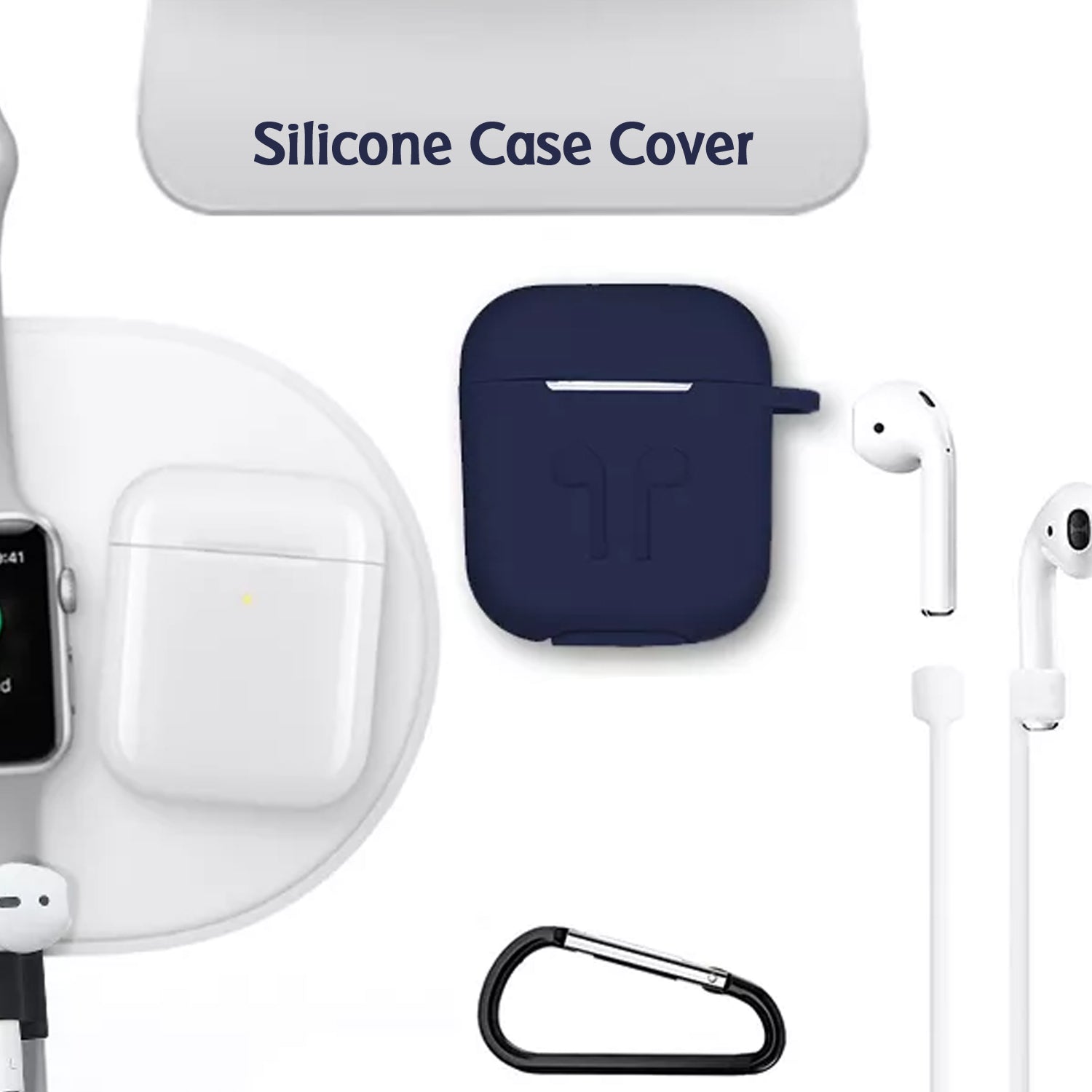 6473 Silicone Shockproof Protection Wireless Headphones Carrying Box Cover With Metal Keychain 6473 Silicone Shockproof Protection Wireless Headphones Carrying Box Cover With Metal Keychain